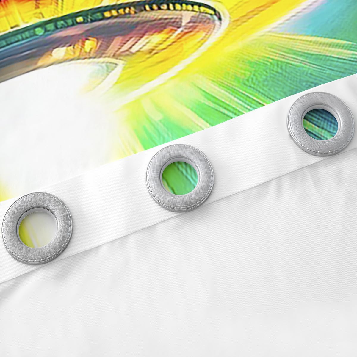 Feelyou Kids Spaceship Curtains,Alien Spaceship Window Curtains for Bedroom Living Room,Rainbow Spaceship Outer Space Window Drapes,Soft Blackout Curtains, 42W X 84L,2 Panels