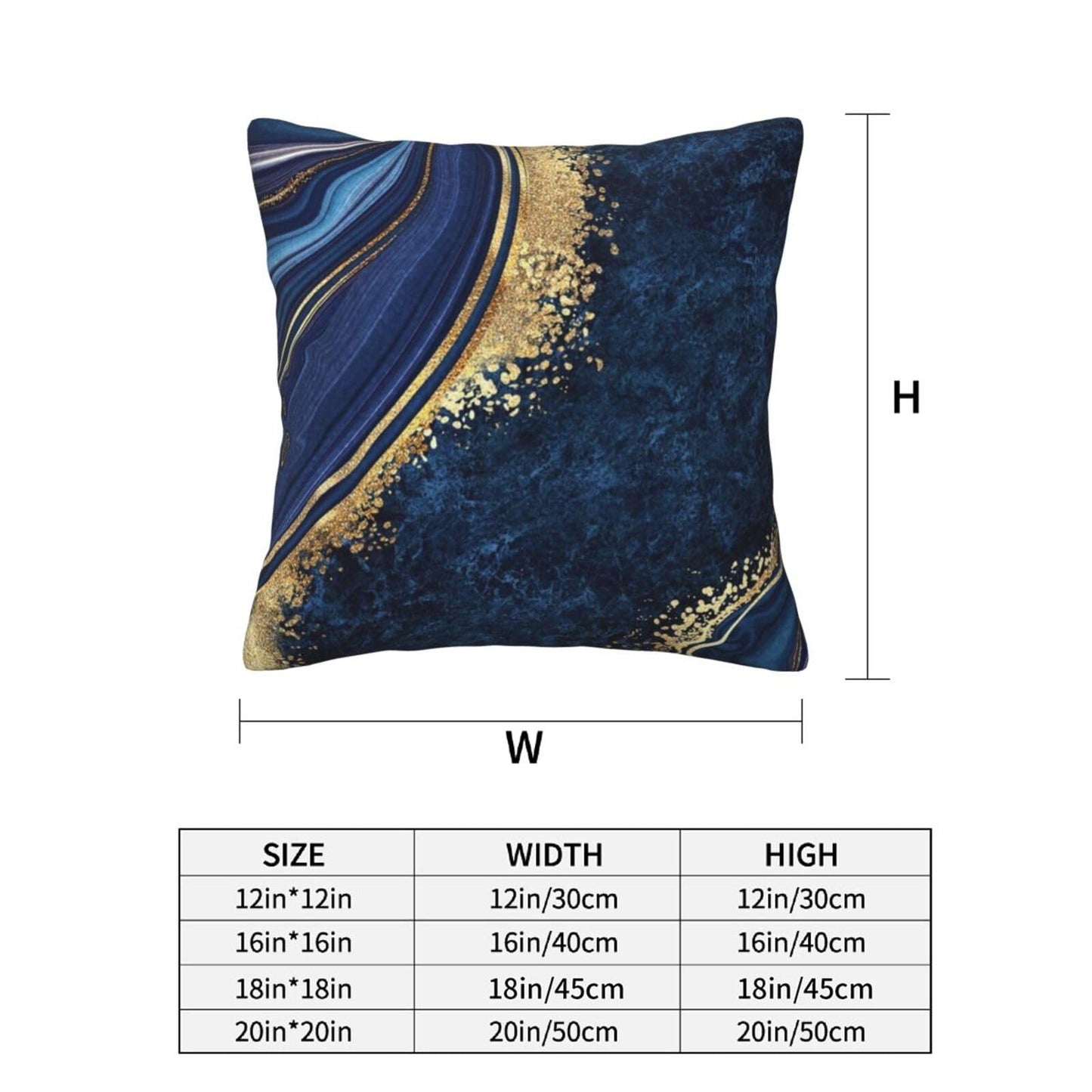 Lcokin Navy Blue and Gold Marble Throw Pillow Cover 18x18 in Set of 2 Cushion Modern Farmhouse Pillow Covers Soft Pillow Cases Decor for Couch Sofa Living Room Bedroom Home