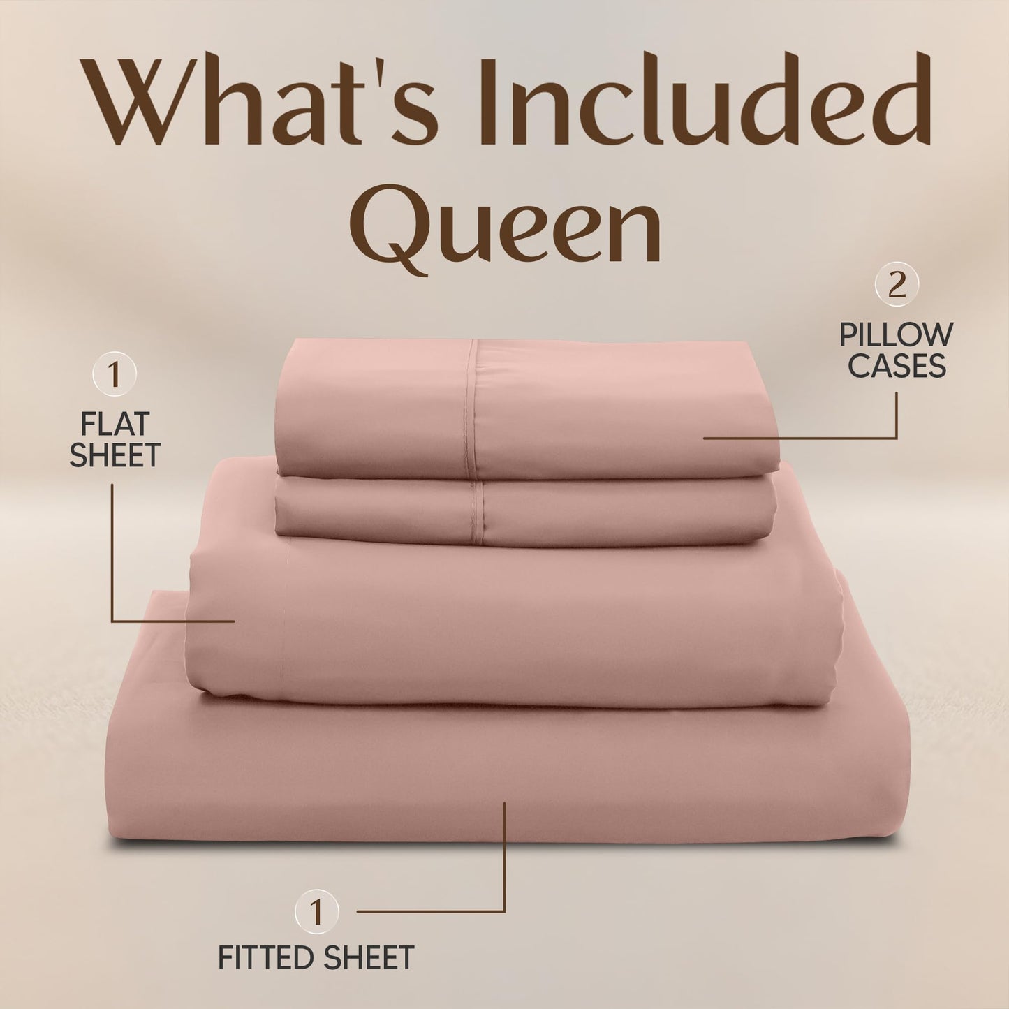 Utopia Bedding Queen Size Sheet Set – 4 Piece Bed Sheets, Soft and Breathable Microfiber, Includes 1 Fitted Sheet, 1 Flat Sheet and 2 Pillowcases – Oeko Tex (Blush Pink)