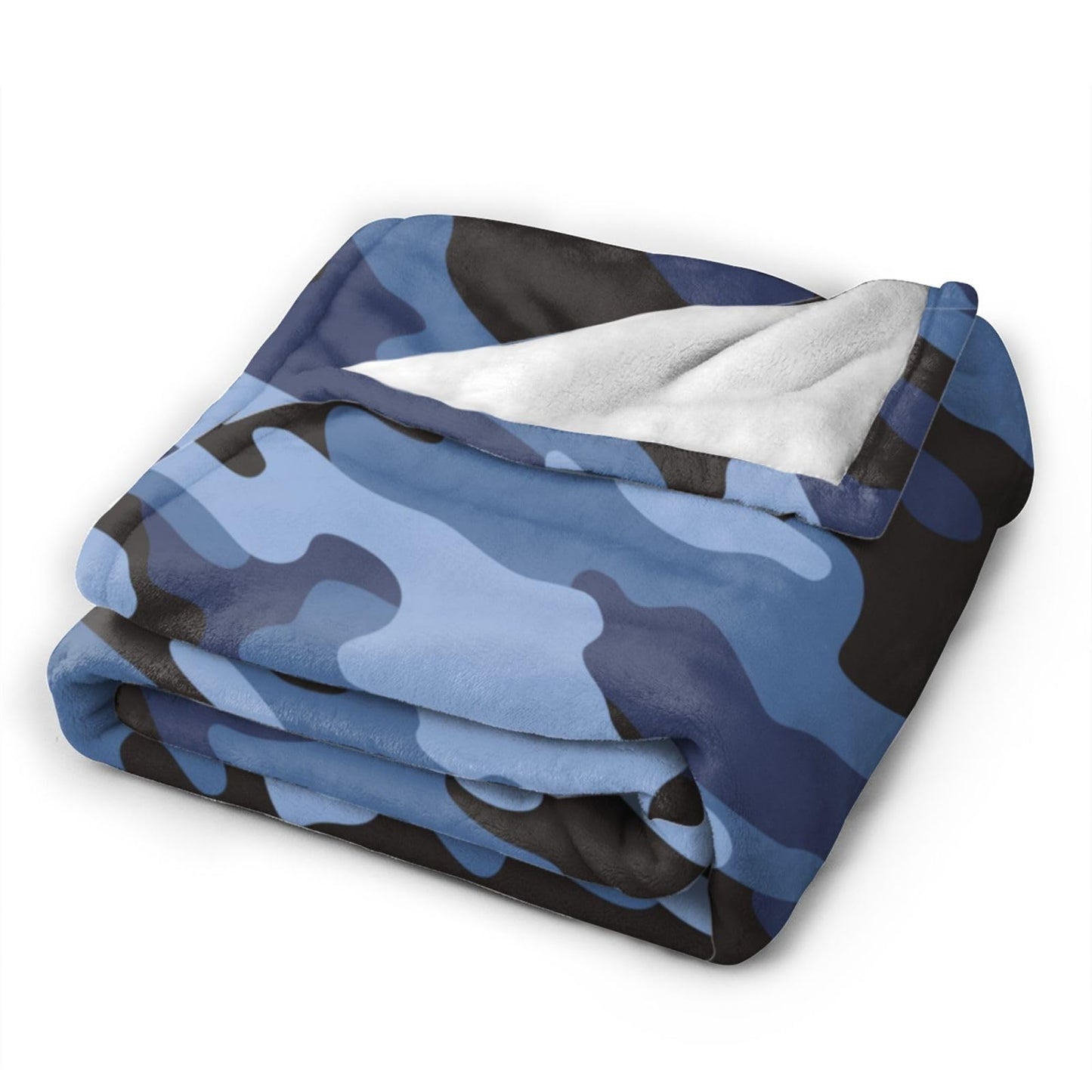 Perinsto Camouflage Blue Throw Blanket Ultra Soft Warm All Season Military Camo Decorative Fleece Blankets for Bed Chair Car Sofa Couch Bedroom 60"X50"