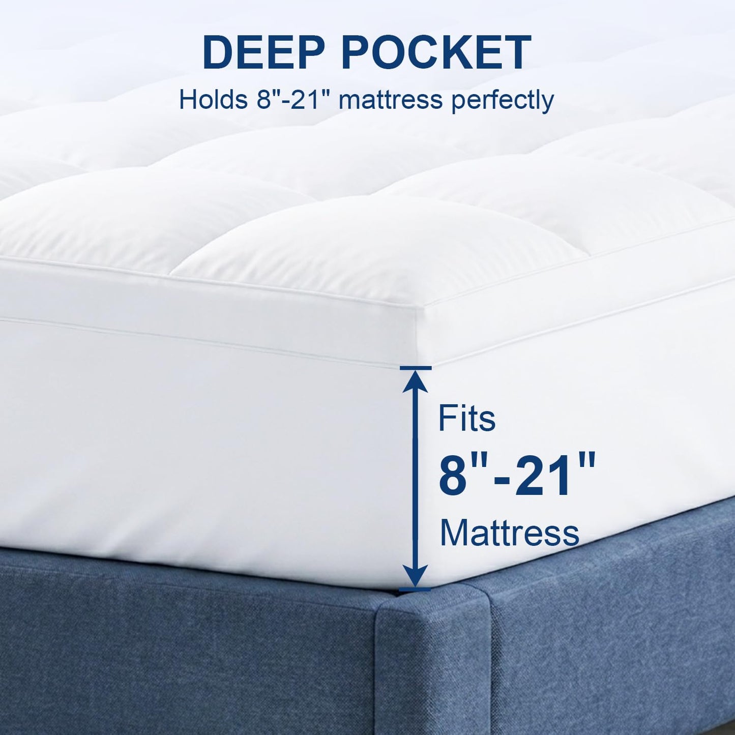 CHOKIT Queen Mattress Topper, Extra Thick Pillow Top Mattress Pad for Back Pain Relief, Cooling Bed Topper Mattress Cover with 8-21 Inch Deep Pocket