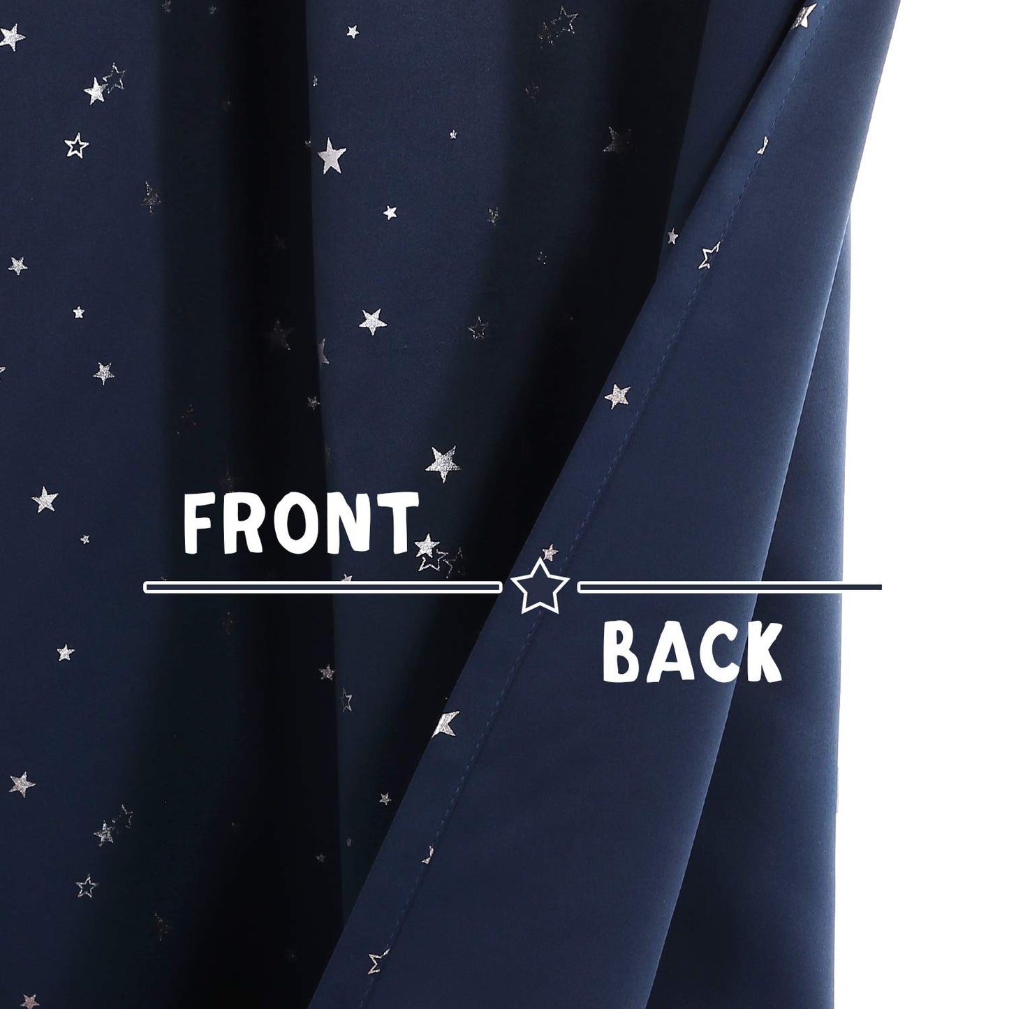 PrinceDeco Blackout Kids Curtains for Bedroom Thermal Insulated Silver Twinkle Star Curtains for Boys Antique Grommet Top Window Treatment 2 Panels Drapes for Nursery (52" W x 84" L, Navy/Silver)
