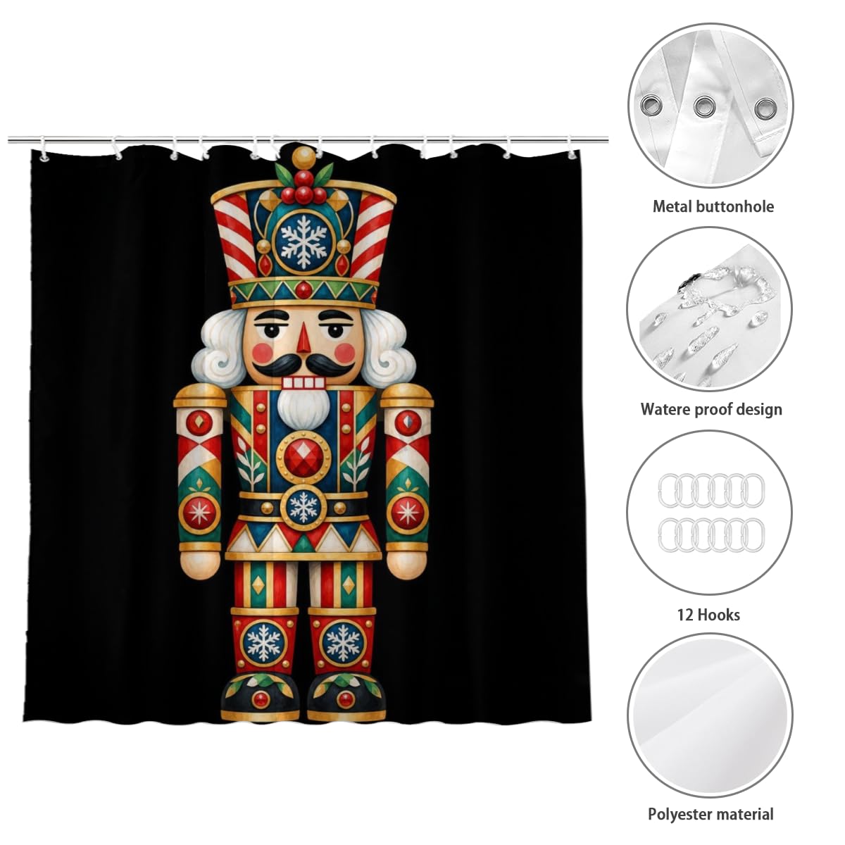 Youtoko Rose Floral Shower Curtain 72x72 Inch with 12 Hooks Polyester Decorative Bath Decor Bold Teal Pop Art Blocks Romantic Style for Powder Room