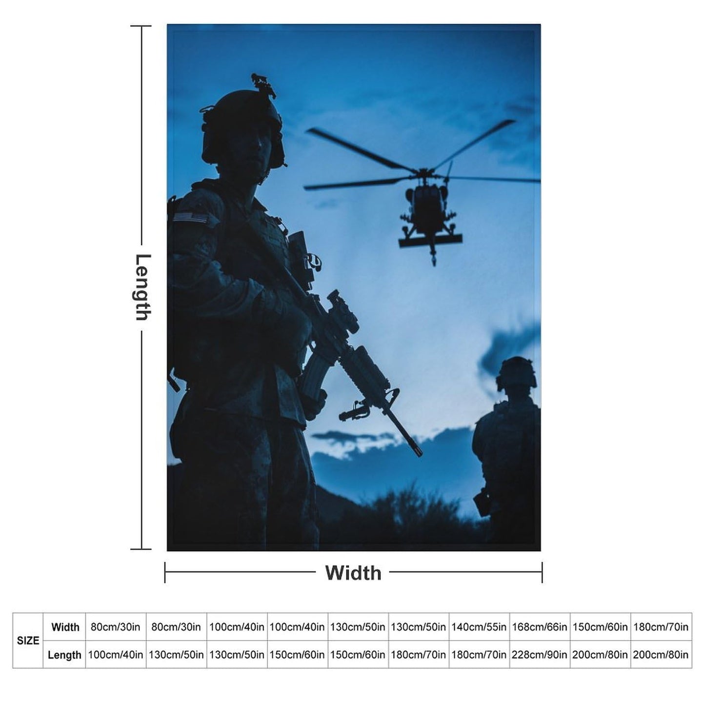 HDESDIS Funny Military Throw Blanket for Couch Bed, Soft Cozy Soldier Silhouette Sofa Decor Blankets for Women, Men, 30"x40"