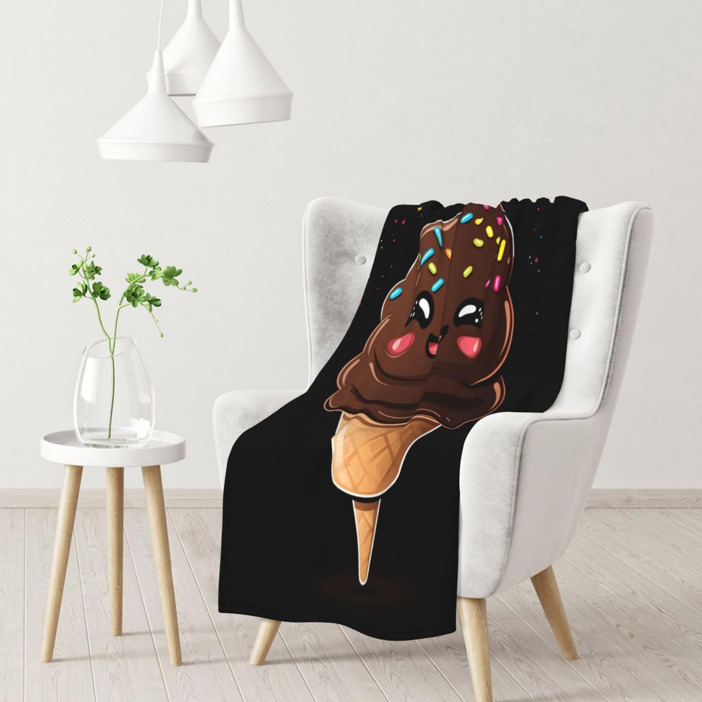 CDSASHCA Cute Chocolate Ice Cream Flannel Fleece Blanket,Ultra-Soft,Lightweight,Hypoallergenic,Double-Sided,Perfect for Home Decor, Couch, Bed, Machine-Washable,Non-Shedding,Sweet Gift 30X40 inch