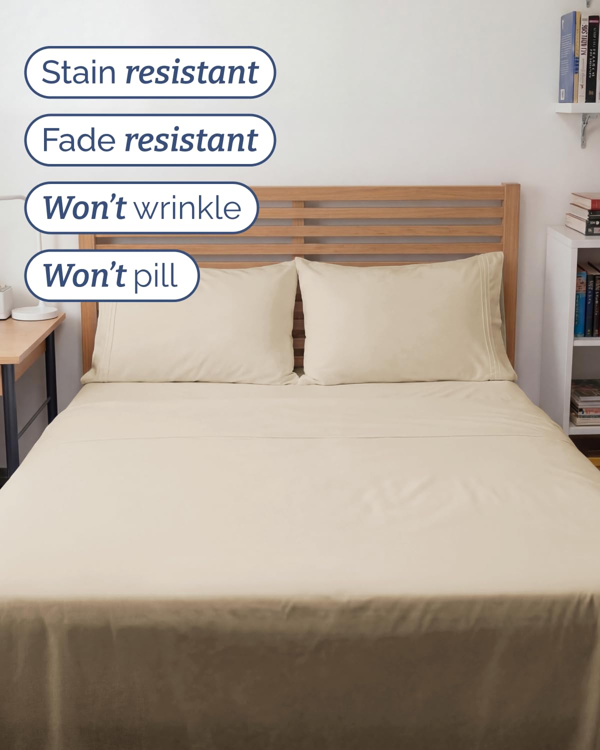 Full XL Bed Sheet - 4 Piece Full XL Bed Sheets Set - Ultra-Soft, Comfy, Breathable & Cooling - Hotel Luxury Bedding for Women & Men with Deep Pockets - Wrinkle Free & Fade Resistant - Oeko-Tex - Wheat
