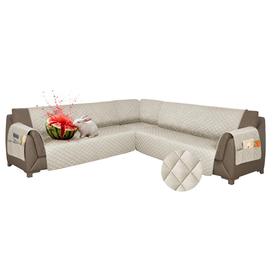 ROFASVCO Waterproof Sectional Couch Covers L Shape Sectional Sofa Covers for Pets Washable Non-Slip 6PCS U Shaped Sofa Slipcovers Dog Couch Cover Corner Furniture Protector (Large, Linen Gray)