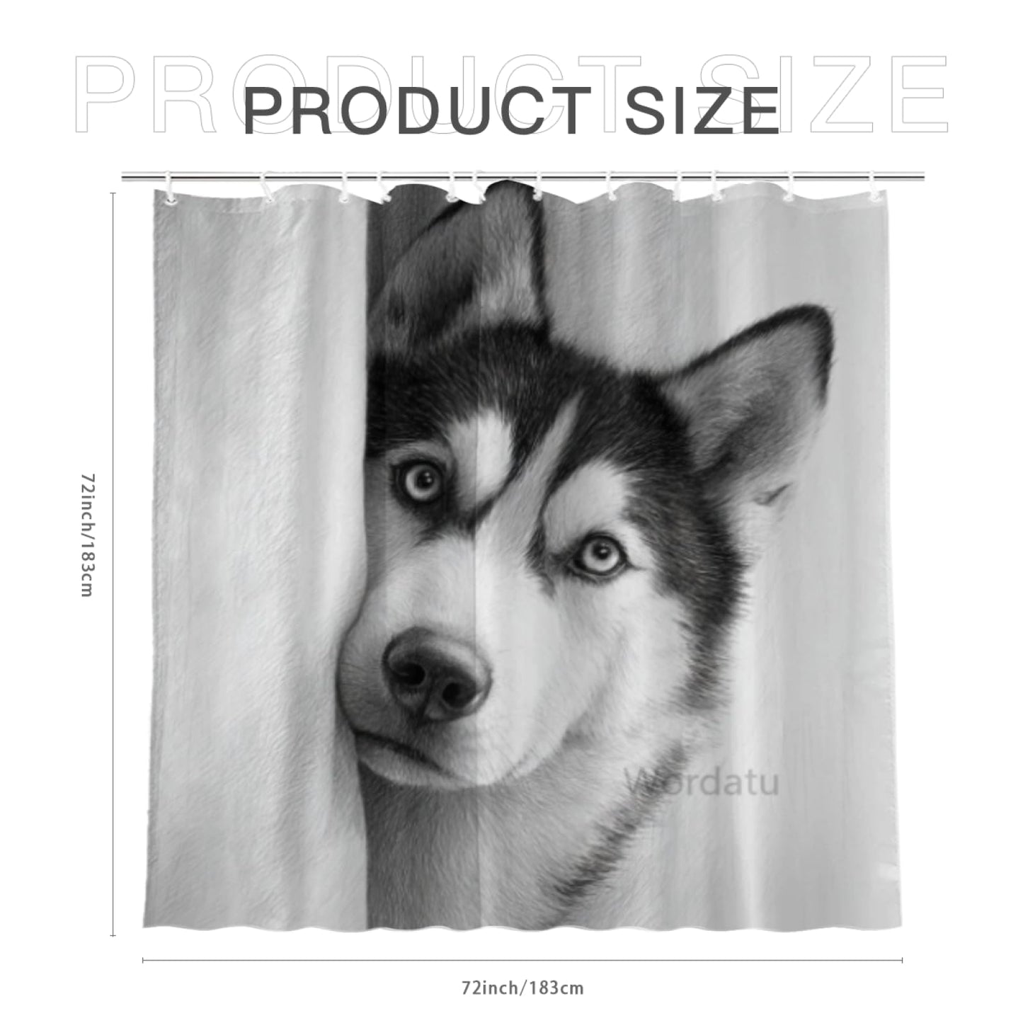 Wordatu Husky Shower Curtain Bathroom Set 72x72 Inches Taking a Bubble Bath Animal Bath Animal Pet Dog Art Home Decor 12 Hooks