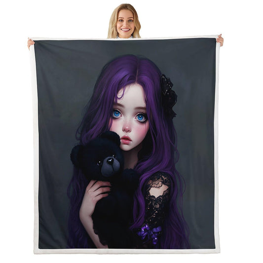 Erosebridal Anime Girl Fleece Blanket Twin Size for Kids, Kawaii Girl Sherpa Blanket Japanese Style Fuzzy Plush Throw for Girls Adult Japanese Animation Decor for Sofa Couch Decor
