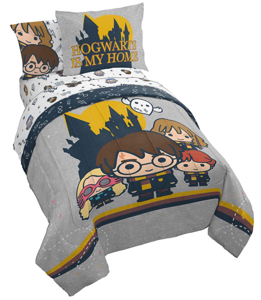 Jay Franco Harry Potter Charms 5 Piece Twin Bed Set - Bedding Features Harry, Ron, Hermoine, & Luna - (Official Harry Potter Product)