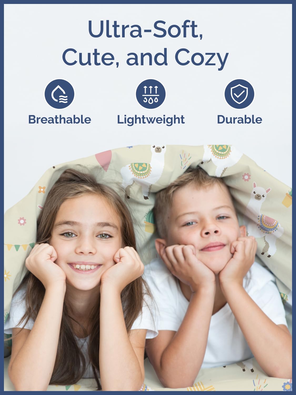 Kids Twin Size Bed Sheet Set - 3 Piece Kids Loft Bed Sheets - Llama Alpaca Cactus Themed Bedding - Soft, Cute - Breathable and Machine Washable - Cute Animal Bed Set for Boys, Girls, Teens & Toddlers