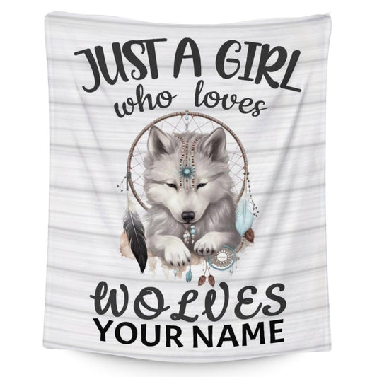 Personalized Wolf Blanket Gifts - Custom Wolf Gifts for Girls - Soft Plush Throw for Kids Adults - 40"x50" Animal Throws for Sofa
