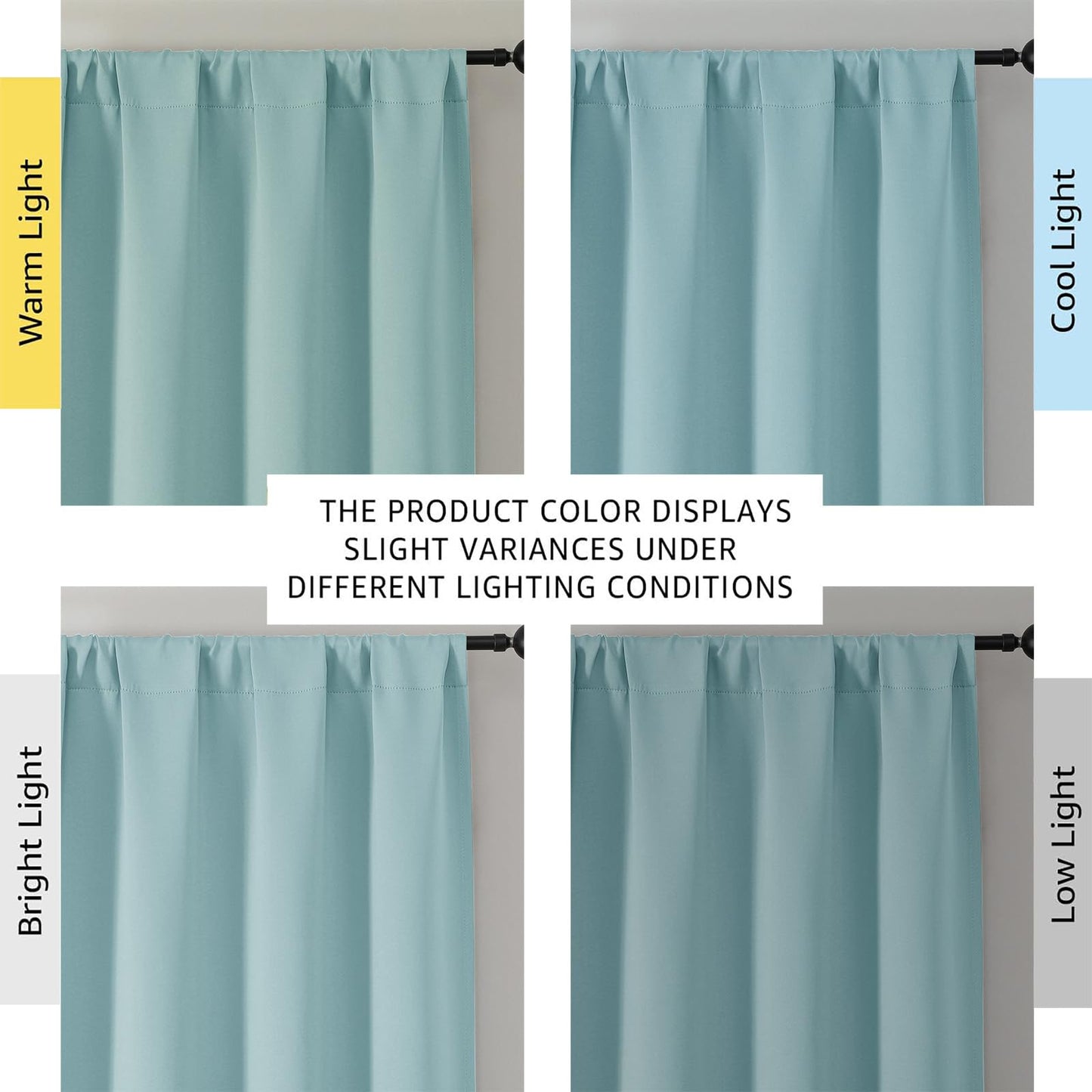 OWENIE Sally Aqua Short Blackout Curtains for Bedroom Living Room 45 Inch Length 2 Panels Set, Solid Energy Saving Insulated Bathroom Window Treatment Curtains Blackout Drapes, 2 Pcs W40 x L45