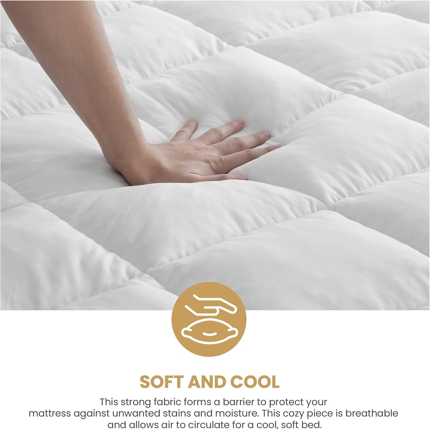 Superior Mattress Topper, Down Alternative, 2 Inch Deep Sized Bed Pillow Top, Comfort Pad, Fluffy Mattress-Topper Protector, Plush Cooling Extra Soft, Hotel Quality, Sleep, All-Season, Twin, White
