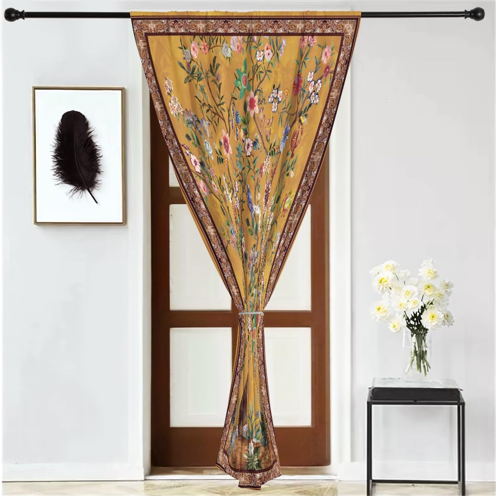 HMS Happy Memories Rod Pocket Door Curtains Thermal Insulated Room Darkening Curtains Blackout Floral Style Drapes Window Curtain 1 Panel for Living Room Bedroom Kitchen(Tree of Life 52"x 84")