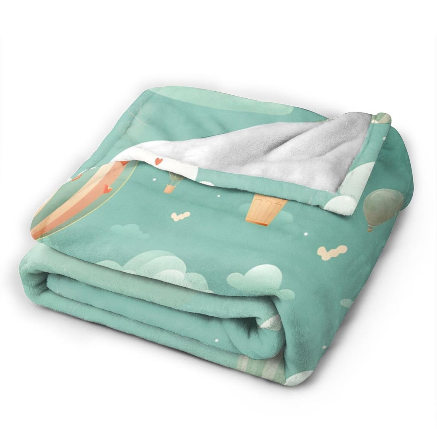 Blue Sky Hot Air Balloon Throw Blanket for Couch Soft Blanket for Bed Bed Sofa Decor for Living Room Bedroom 60"X50"