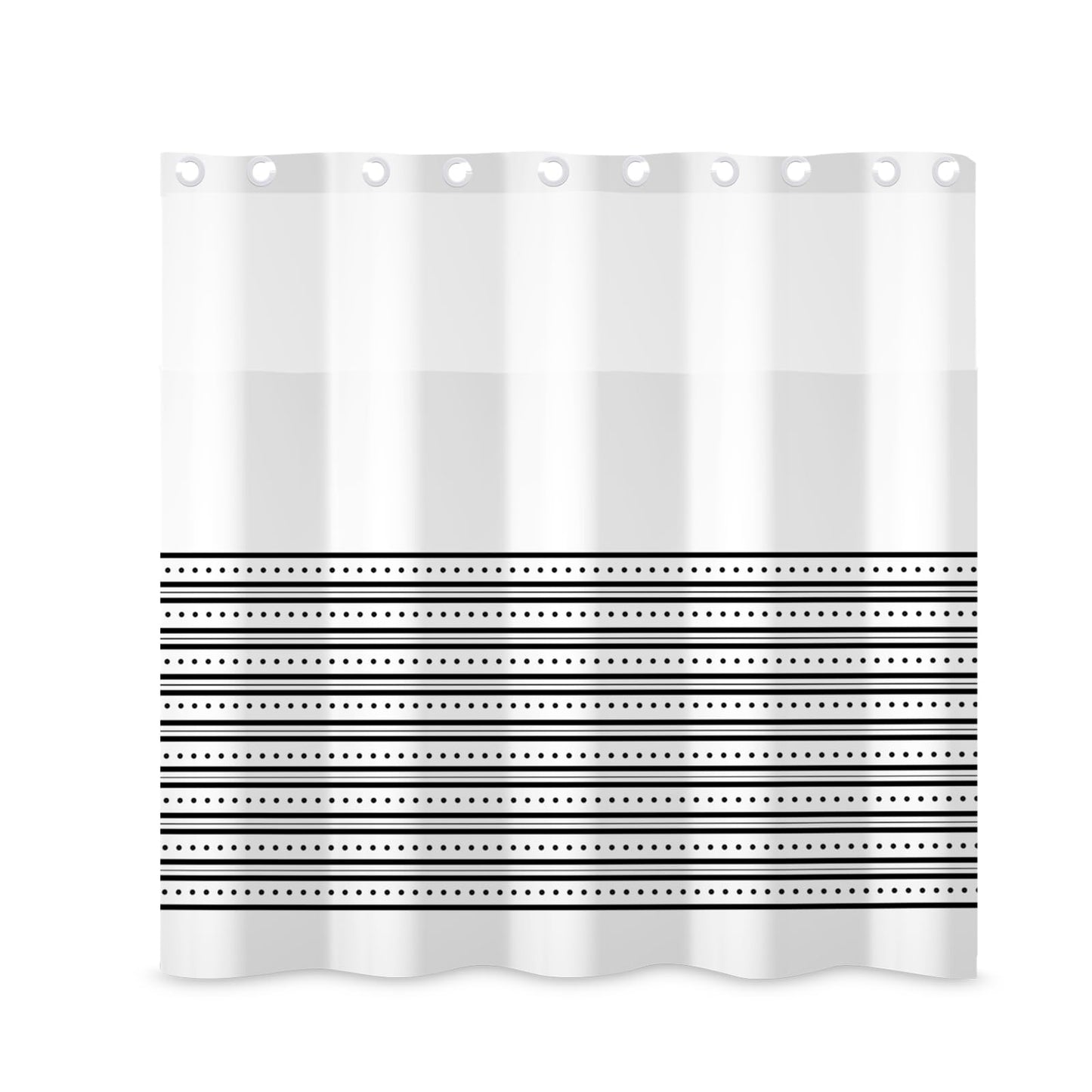 ggaimwf 71x71 Inch Without Hook Striped Shower Curtain and Liner Set Black White Textured Snap in Shower Curtains for Bathroom Modern Trendy Polyester Cloth Bathroom Set