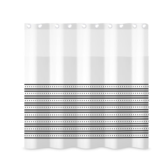 ggaimwf 71x71 Inch Without Hook Striped Shower Curtain and Liner Set Black White Textured Snap in Shower Curtains for Bathroom Modern Trendy Polyester Cloth Bathroom Set