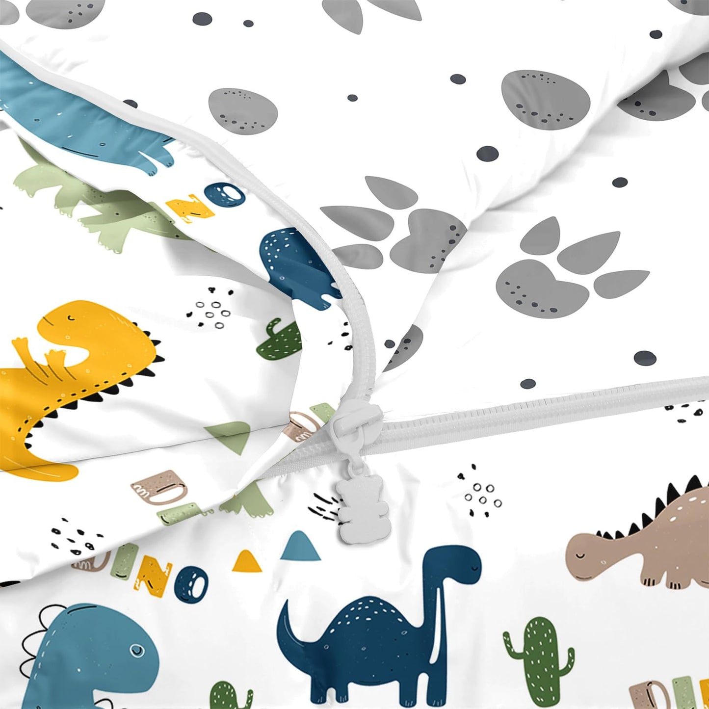 Yadangxiawa Kids Comforter Set,Zipper Bedding Twin for Boys,Dinosaurs Printed Comforter Set with Paw Fitted Sheets and Pillowcases for All Season(Dinosaurs Twin)