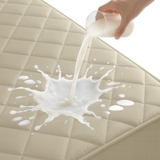 Twin Mattress Protector,Waterproof Mattress Protector Fitted Up to 16" Deep Pocket, Soft Breathable Bed Mattress Cover for Bedroom,Doom Room,(Khaki)