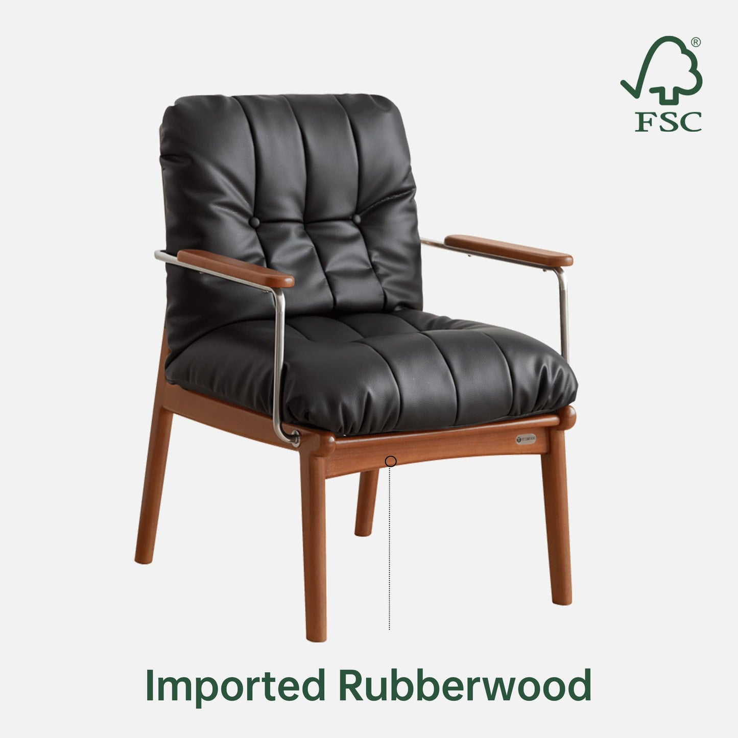 YESWOOD Solid Wood Armchair, Home Office Chair Mid-Century Bauhaus Soft Padded, Accent Chair for Office, Study, Living Room