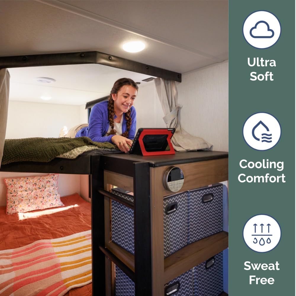 Camping World Cozyway RV Bunk Mattress - 4" Thick Memory Foam, Reversible Design for Custom Comfort, 51" W x 74" L with 22" Corner Cut - Perfect for Campers and RVs