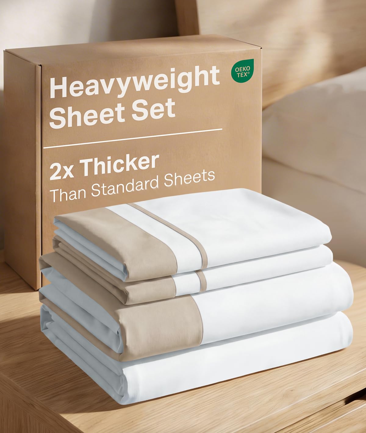 Extra Thick Heavyweight Queen Size 4 Piece Sheet Set - High End Super Luxury Queen Bed Set - Ultra-Soft, Breathable & Wrinkle Free - Premium Heavyweight Hotel Quality Sheets with Deep Pockets - Cream