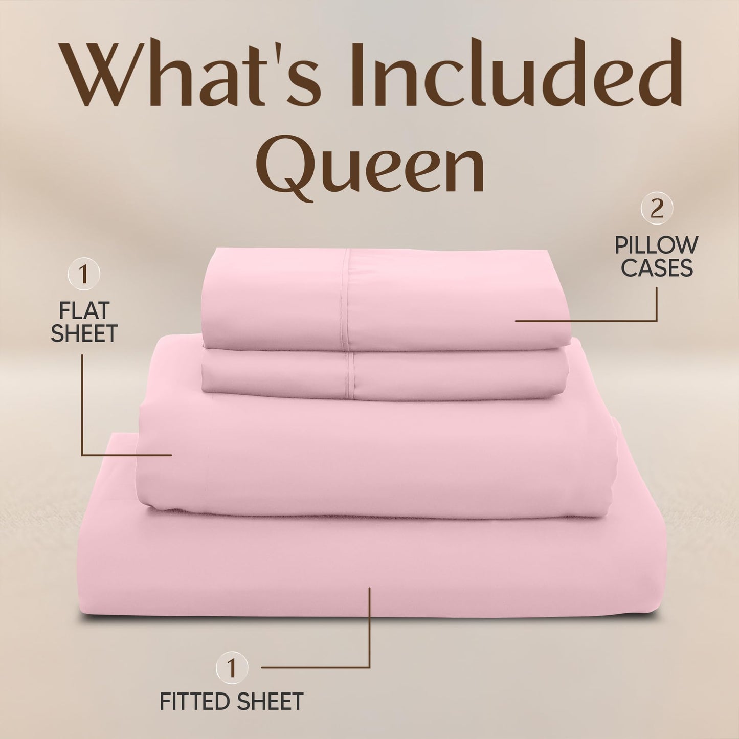 Utopia Bedding Queen Size Sheet Set – 4 Piece Bed Sheets, Soft and Breathable Microfiber, Includes 1 Fitted Sheet, 1 Flat Sheet and 2 Pillowcases – Oeko Tex (Crystal Pink)
