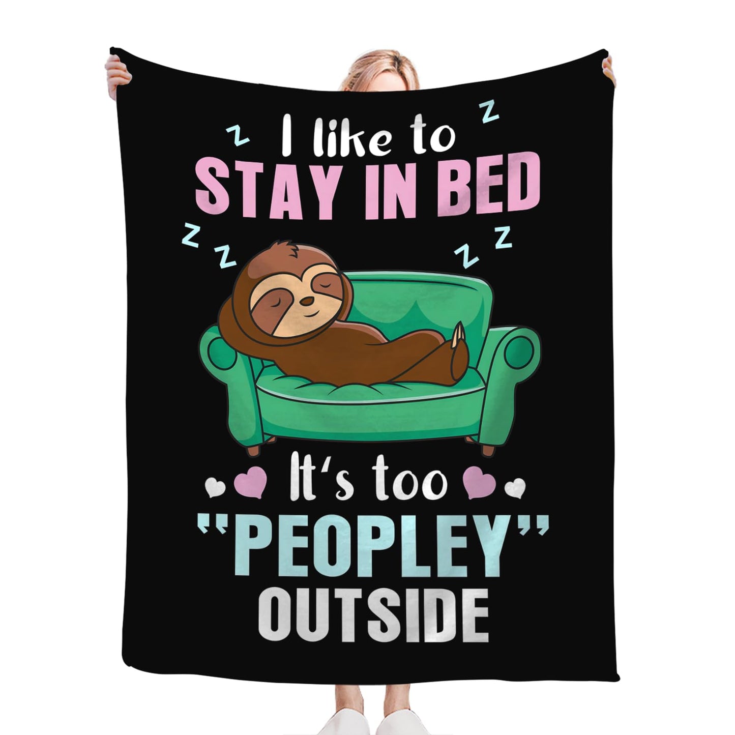 Funny Sloth Throw Blanket Sloth Gifts for Girls Boys Women Men Kids Adults Soft Flannel Fleece Blanket for Couch Sofa Bed Home Decor 40"x50"