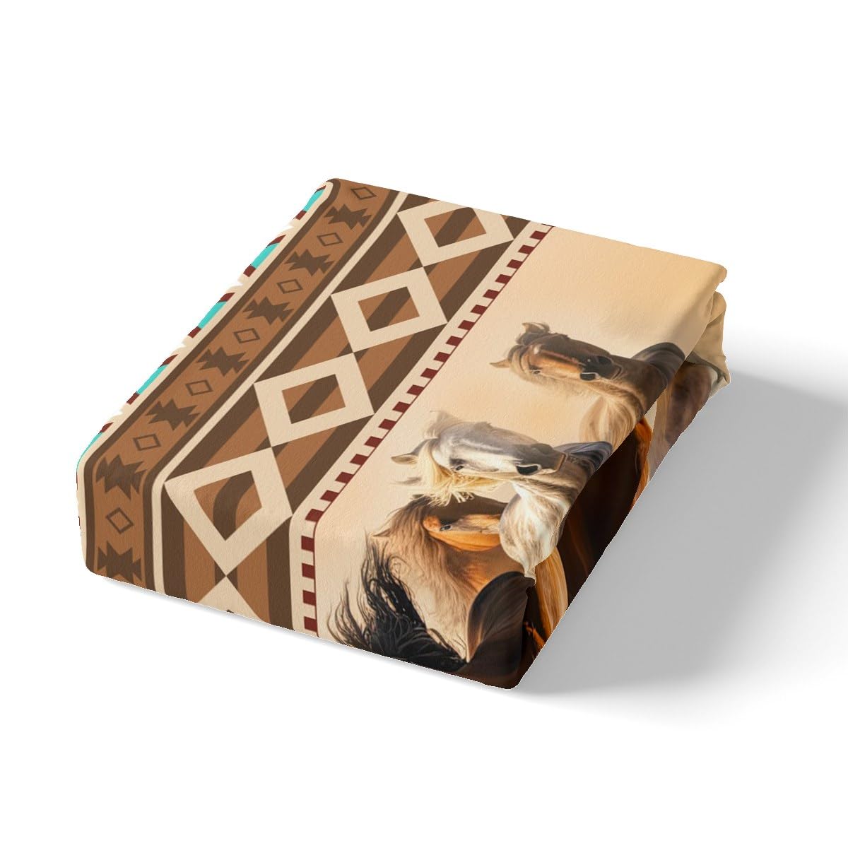 Manfei Galloping Horse Duvet Cover Set Queen Size, Wild Animal Theme Comforter Cover with 2 Pillowcases, Western Cowboy Bedding Set 3pcs for Kids Boys Girls Boho Exotic Bedspread Cover,No Comforter