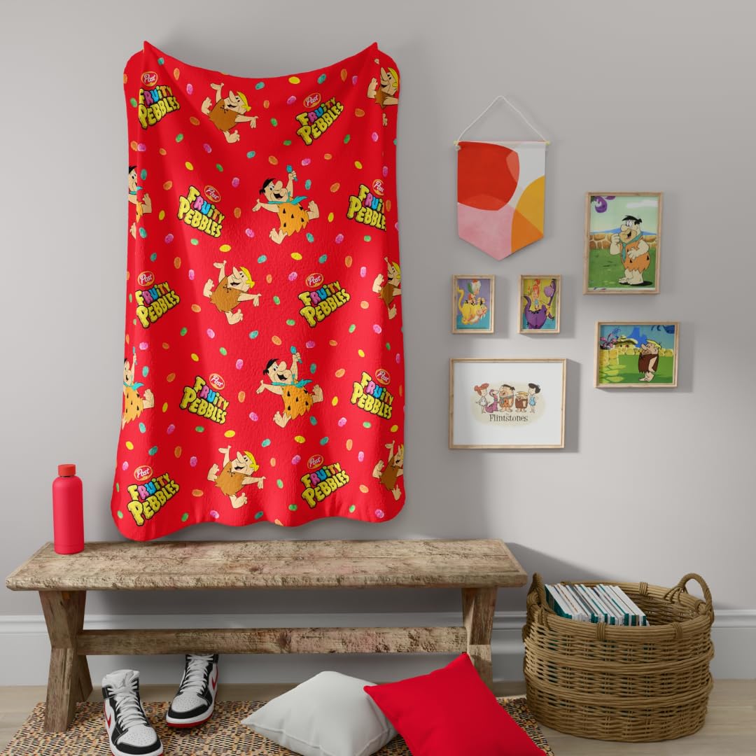 Fruity Pebbles The Flintstones Throw Blanket, Super Soft Cozy Plush Bedding, 46 x 60 Inches, (Officially Licensed Product) by Franco