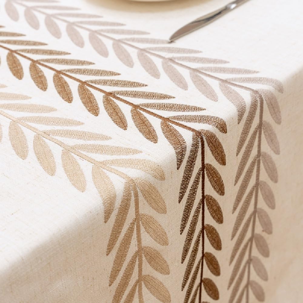 Pahajim Rectangular Cotton Linen Tablecloth Waterproof Wrinkle Resistant Rustic Style Table Cloth Elegant Farmhouse Table Cover for Dining Kitchen Outdoor Picnic,55''x71'',4-6 Seats