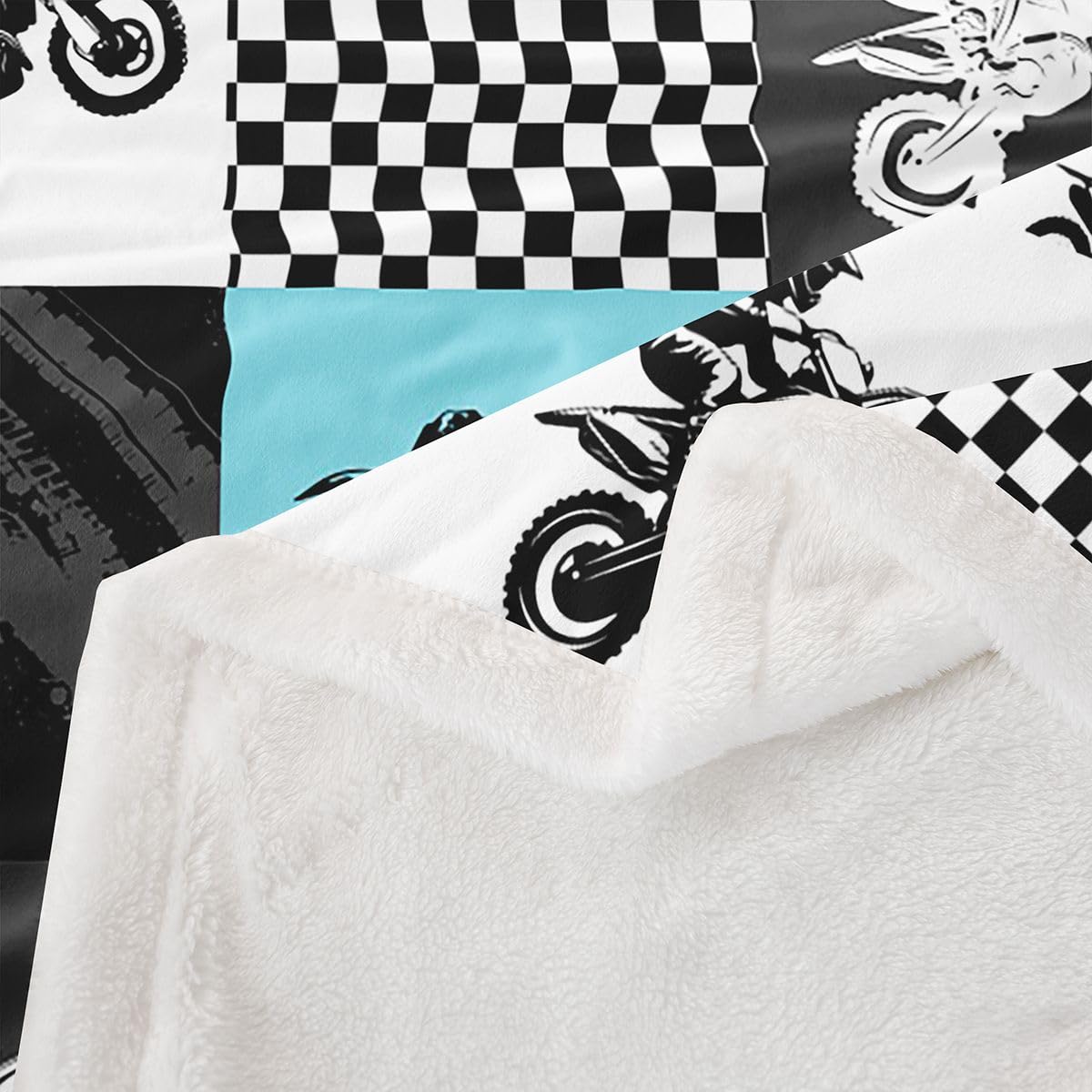 Feelyou Dirt Bike Plush Blanket - Extreme Sports Fleece Throw for Kids Boys Girls Racing Motocross Rider - Sherpa Motorcycle Fuzzy Blanket for Sofa Bed Couch, 40x50 Inches