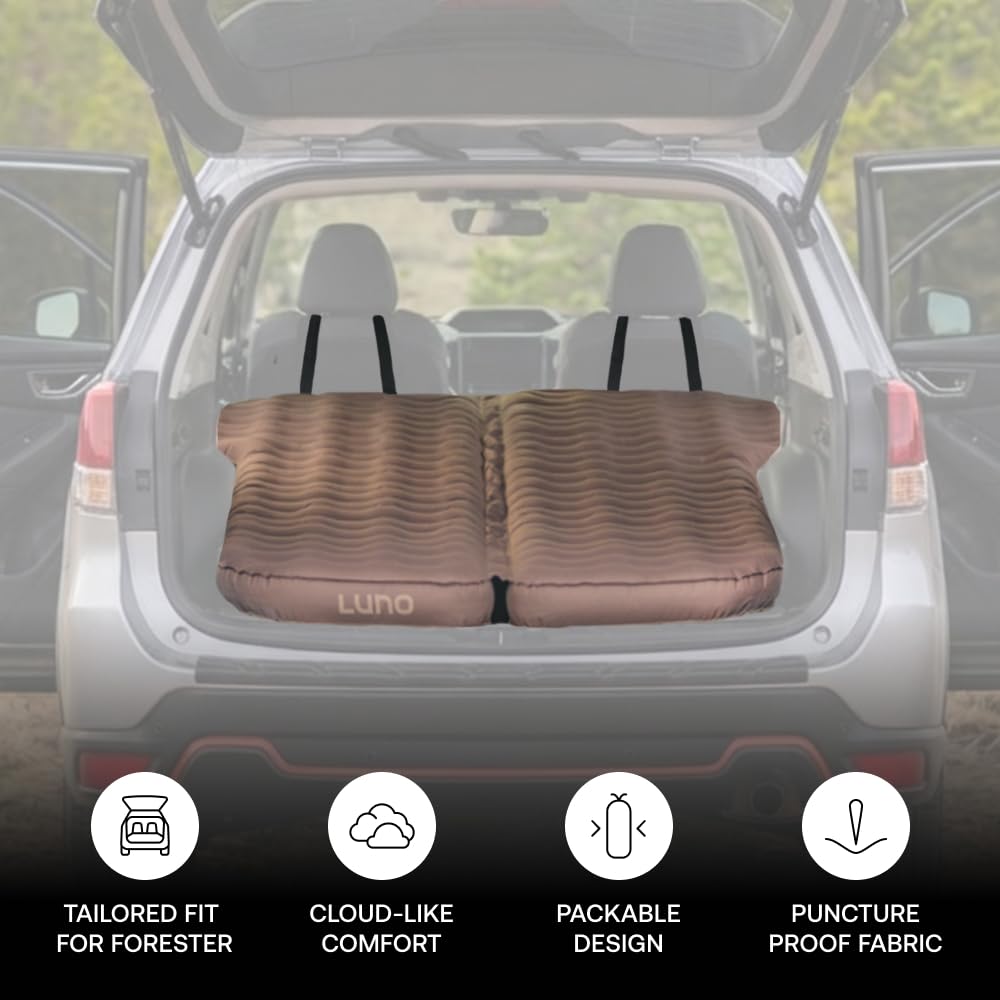 Luno AIR Base Mattress for Subaru Forester (1998+) – SUV Air Mattress for Car Camping w/ 12V Electric Pump, Durable 200D Oxford Fabric, Two Head Support Straps & Repair Patch – Car Camping Mattresses