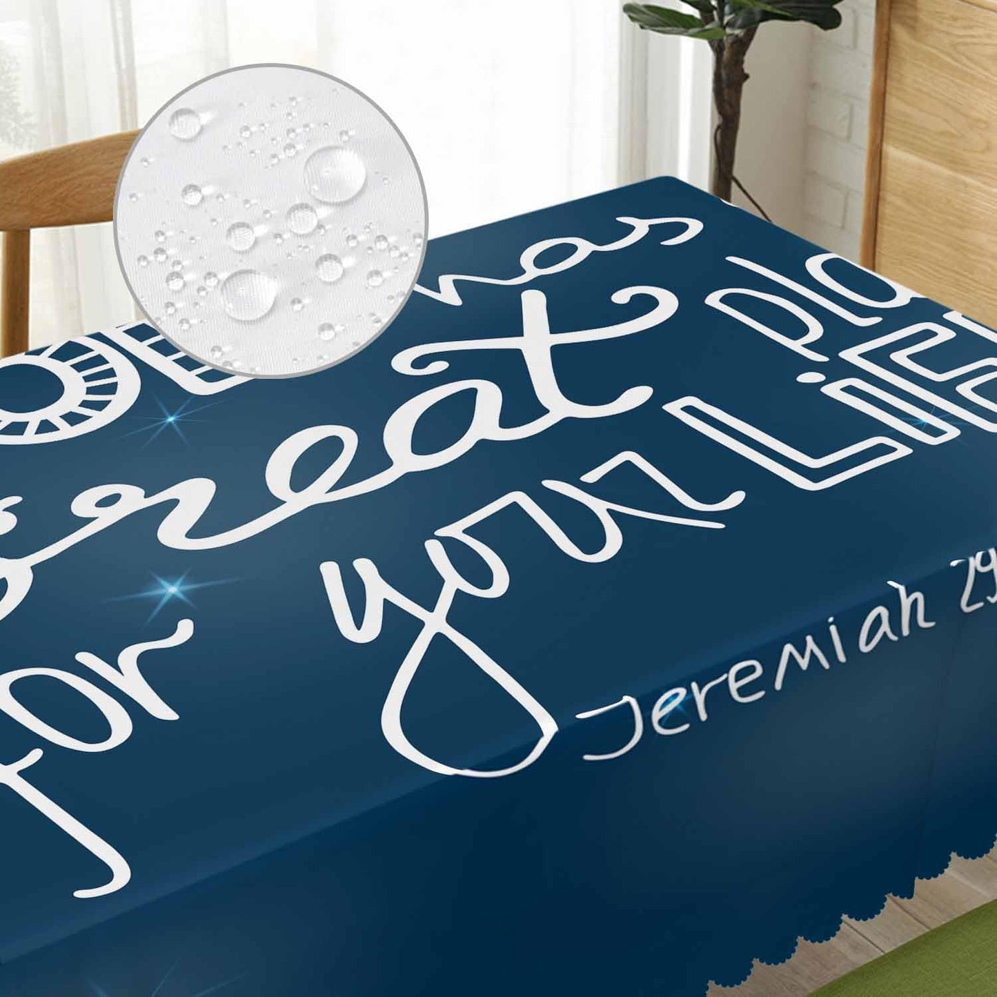 Beabes Holy Bible Tablecloth for Rectangle Tables Christian Quote Galaxy Picnic Table Cover Dinner Kitchen Table Cloth Camping Tablecloths 52"X70" God Has A Great Plan for Your Life