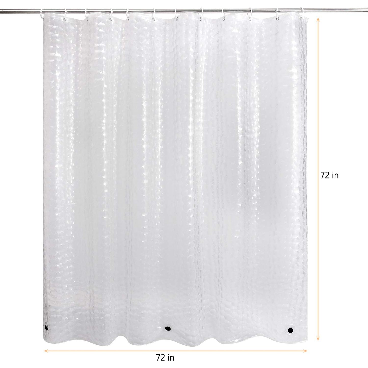WELTRXE Shower Curtain Liner 8G EVA with 3 Magnets, Waterproof Clear Shower Curtains with 3D Water Cube Design, Heavy Duty Plastic Bathroom Shower Liner for Shower Stall, Bathtubs, 72 x 72,12 Hooks