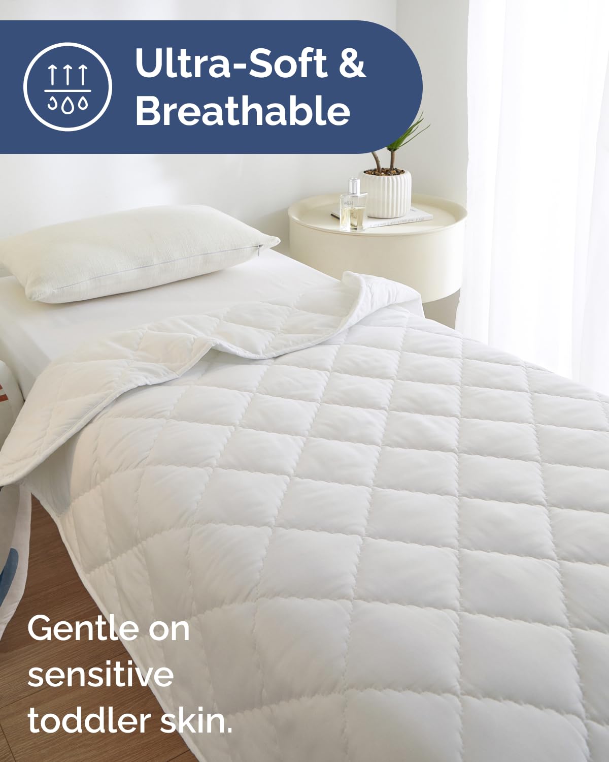 Toddler Comforter - Down Alternative Toddler Microfiber Comforter - Lightweight & Warm Baby Quilt Blanket - Soft & Breathable - Kids Duvet Insert for Crib, Stroller - Machine Washable - 39x47 (White)
