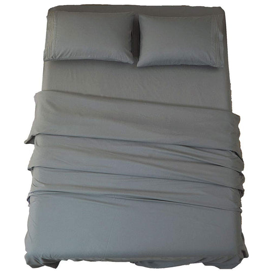 SONORO KATE Bed Sheet Set Super Soft Microfiber 1800 Series Luxury Egyptian Sheets 16-Inch Deep Pocket Wrinkle and Hypoallergenic-4 Piece(Queen Dark Grey)