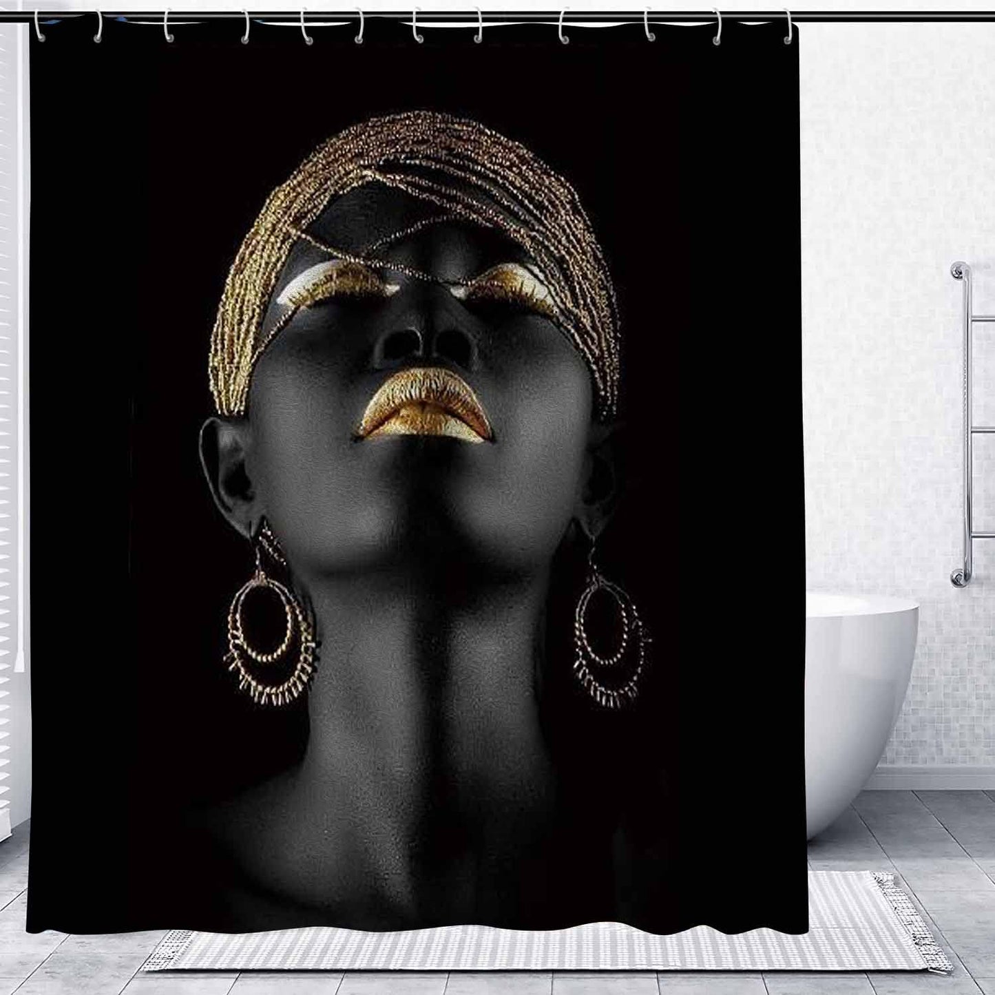 NTETSN African American Shower Curtain 72x78 Inch Black Girl Inspirational Art Boho Bathroom Shower Curtain for Mother’s Day Birthday Women Apartment Dorm Home Decor
