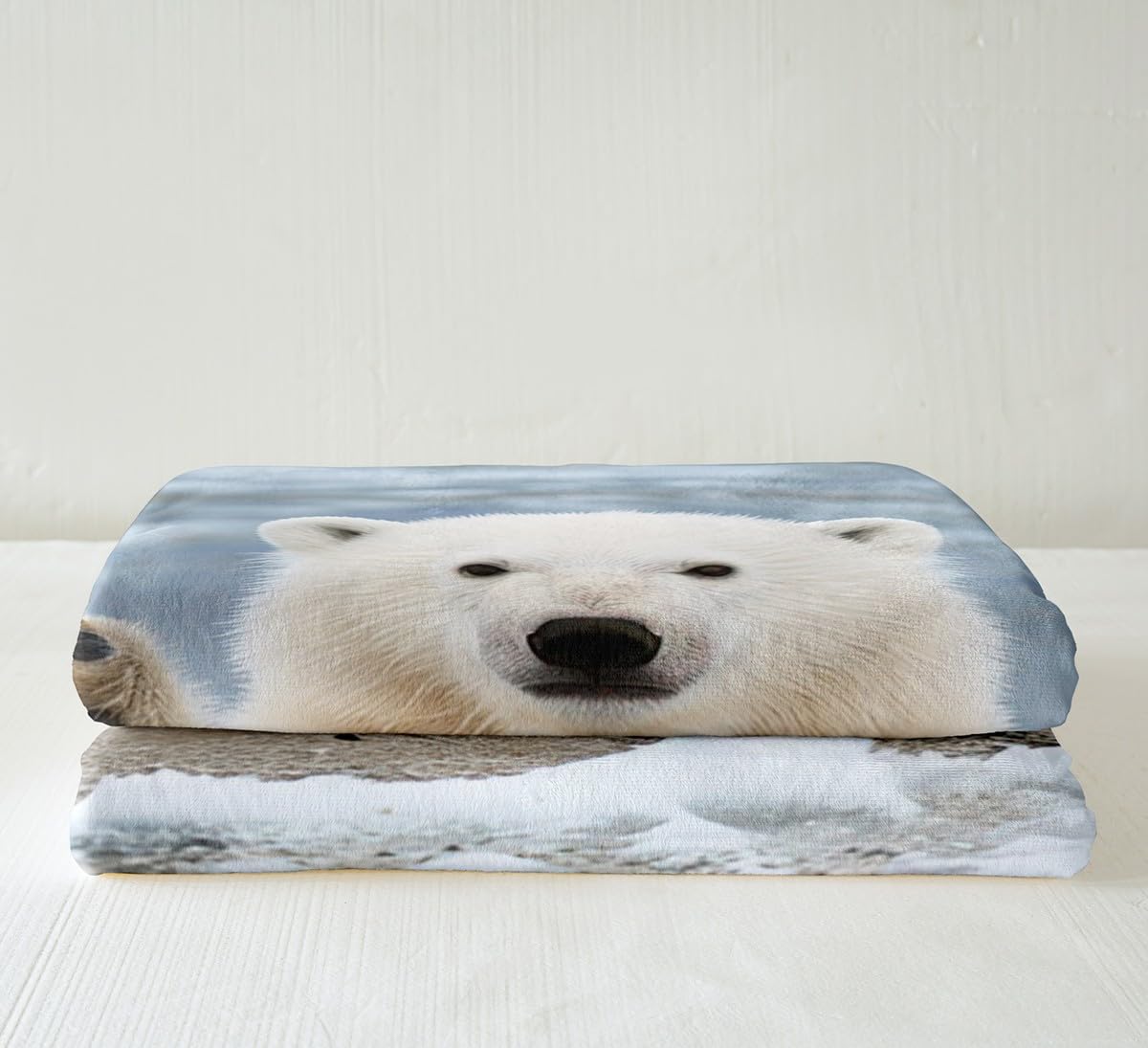 Feelyou Polar Bear Throw Blanket Cute Baby Bear Blanket White Bear Duvet Cover for Kids Boys Girls Polar Animal Pattern Fleece Blanket Snowy Winter Decor Room Decor Sherpa Blanket Throw 50"x60"