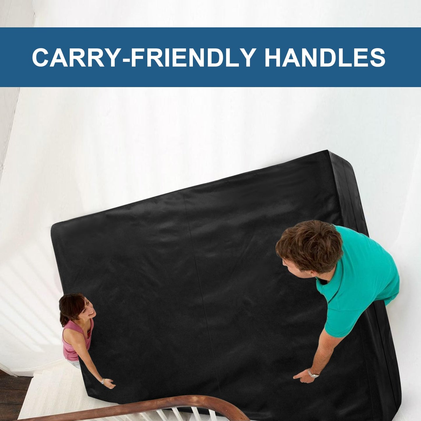 Mattress Bags for Moving and Storage, Heavy Duty Twin XL Mattress Bag with 4 Strong Handles, Waterproof Mattress Cover/Protector for Moving Twin XL Size, Reusable Thick Tarp, Black
