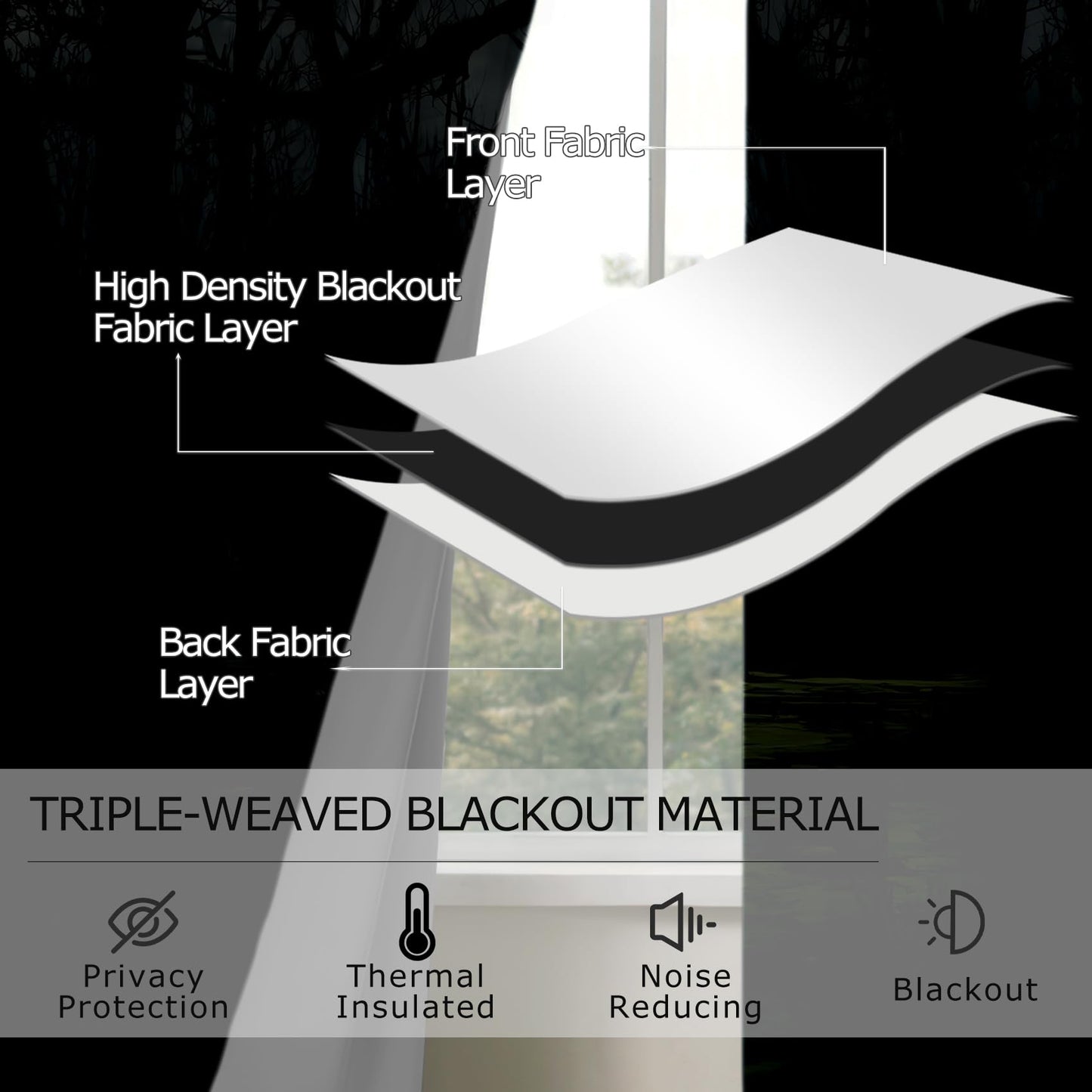 Solvivae Forest Curtains 63 Inch Length, Tree Jungle Gothic Nature Landscape Blackout Curtains for Bedroom Living Room, Room Darkening Thermal Insulated Grommet Drapes, Patterned Window Treatments