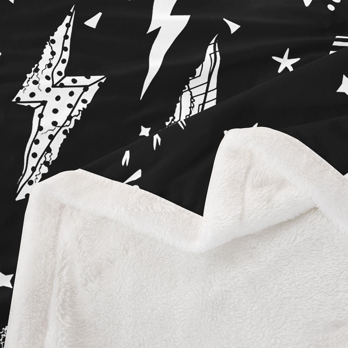Homewish Lightning Throw Blanket Hand Drawn Doodle Lightning Bolt Bed Throws for Kids Boys Thunderbolts Flannel Fleece Blanket for Couch Sofa Lightweight Fuzzy Blanket, Baby Size (30 x 40 Inches)