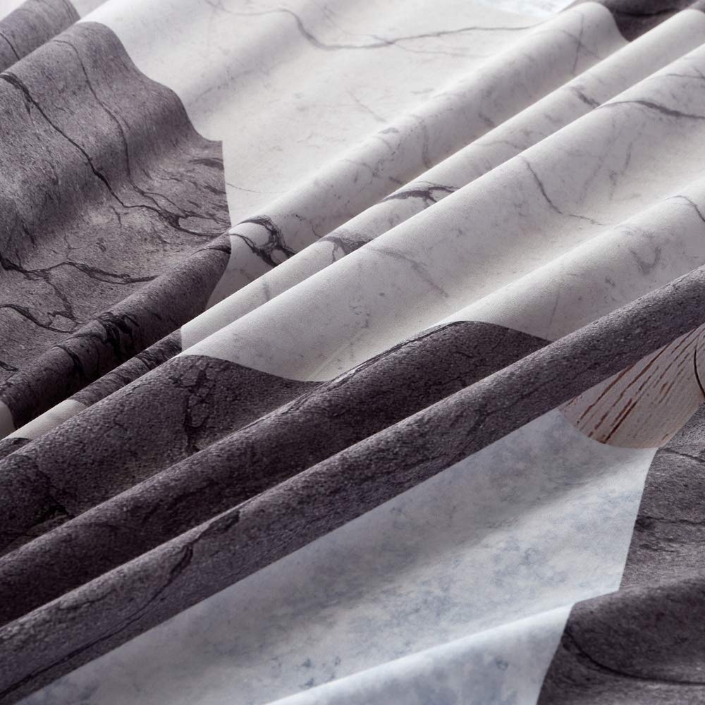 MILDLY 100% Long Staple Cotton Duvet Cover Set, 3pcs Geometric Marble Textured Pattern Printed Comforter Cover Set