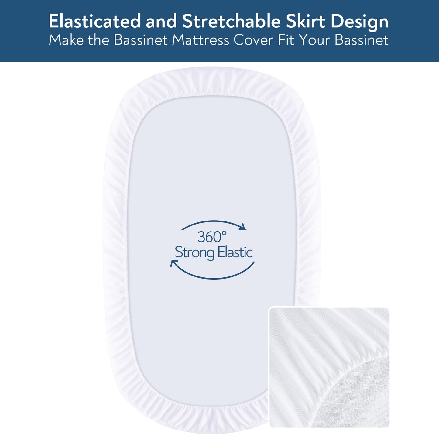 Baby Bassinet Mattress Pad Cover 13" x 30", Fit for UPPAbaby Bassinet and Moses Basket, 2 Pack Waterproof Quilted Bassinet Mattress Protector, Cotton Terry Surface