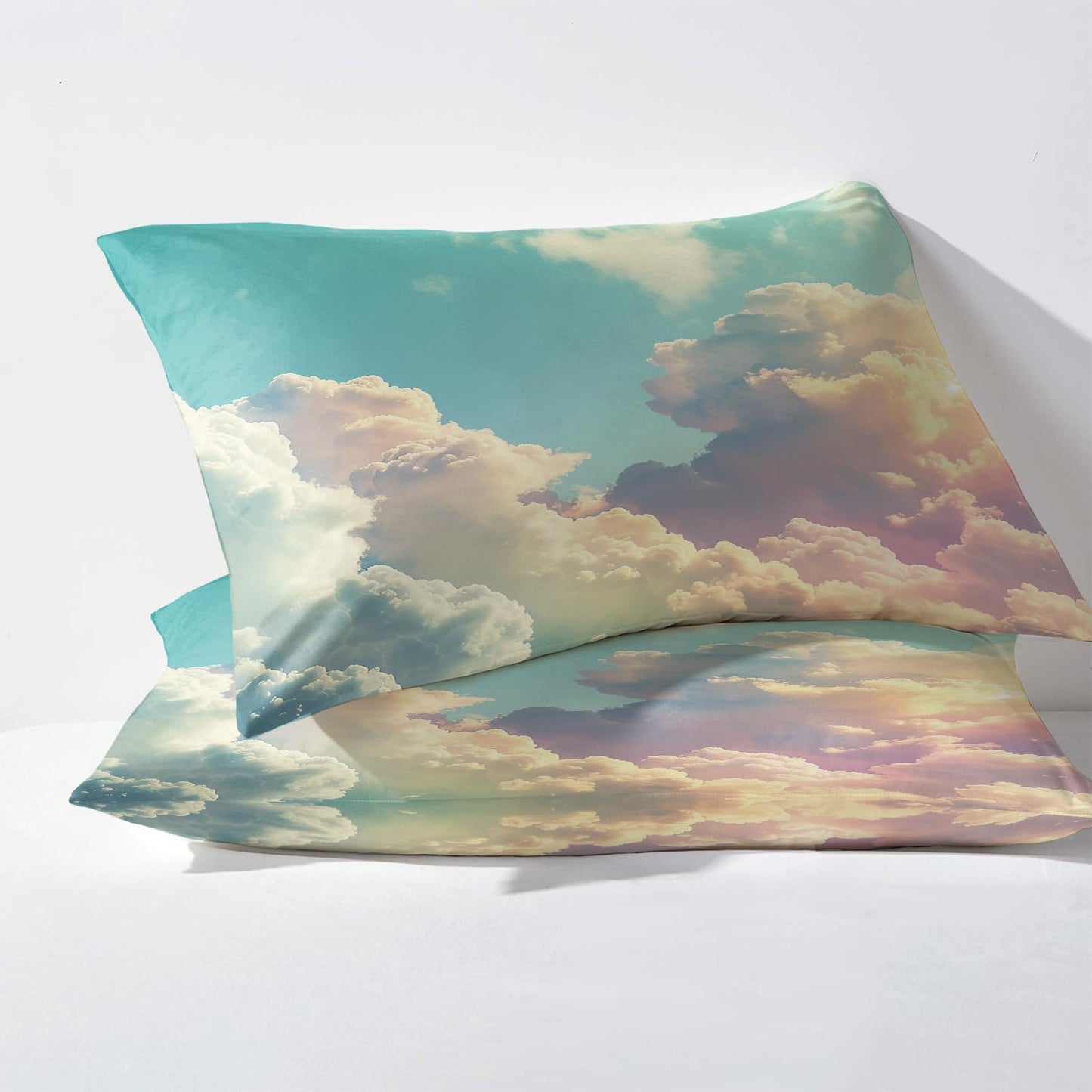 NOGAWA Cloud Sheets King, Landscape Bed Sheets, Deep Pocket & Soft Microfiber Bedding Sheets & Pillowcases 4 Piece - Fitted Sheet & Flat Sheet & 2 Pillow Cases