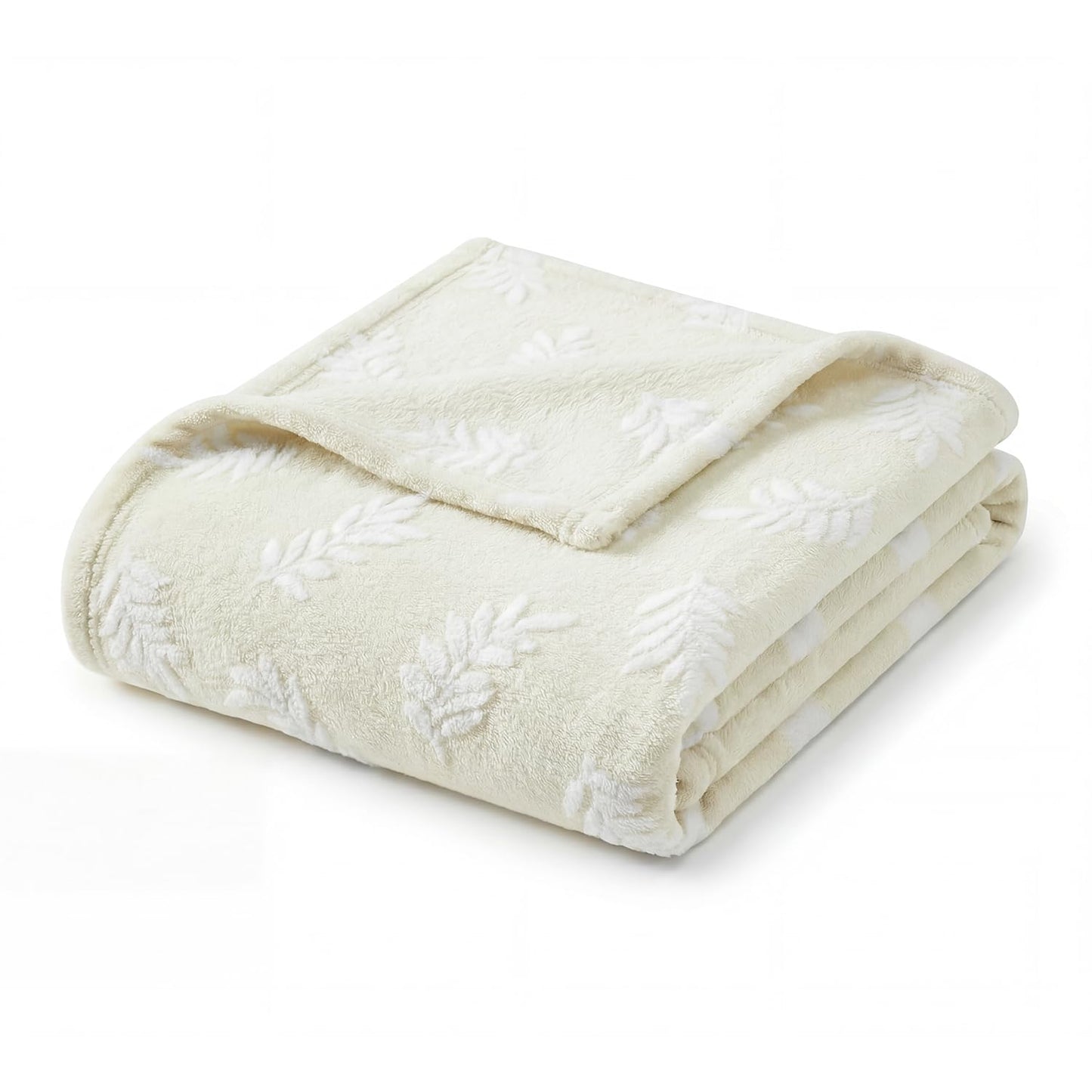 Horaldaily Leaves Flannel Blanket Throw, Beige Leaves Soft Fuzzy Plush Cozy Fleece Blankets for Couch Sofa Bed Lounging, Ideal Gifts for Kids Adults Self, 60x80