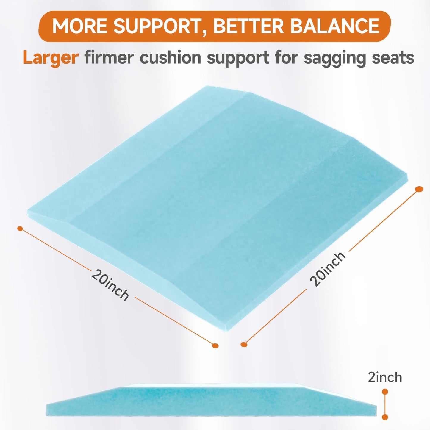 Langierspur 20"x20"Couch Cushion Support for Sagging Seat, Trapezoid 40D Density Foam Couch,Sofa Cushion Support Replacement for Furniture Sagging, Blue (2PCS)