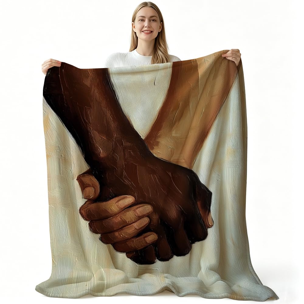 HUNXIAOJ African American Throw Blanket Black Love Decor African American Gifts for Girls Black Couple Bedding Warm Soft Flannel for Sofa Couch (49in x 59in)
