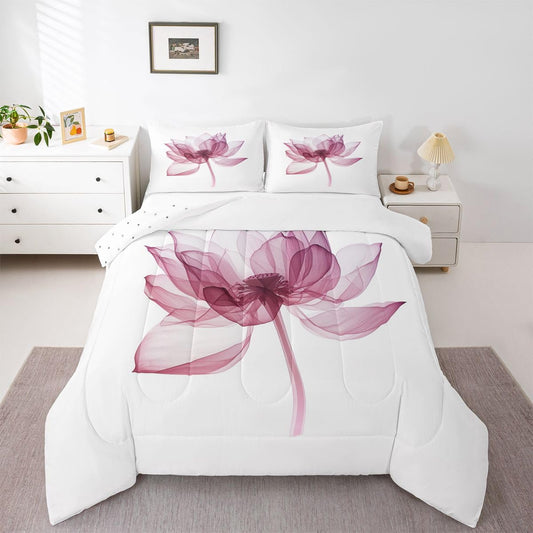 jejeloiu Abstract Floral Kids Comforter Set Toddler Size Modern Art Bedding Set Flower Pink Duvet Quilt for Kids Boys Girls Bedroom Decor Microfiber Ultra Soft Breathable